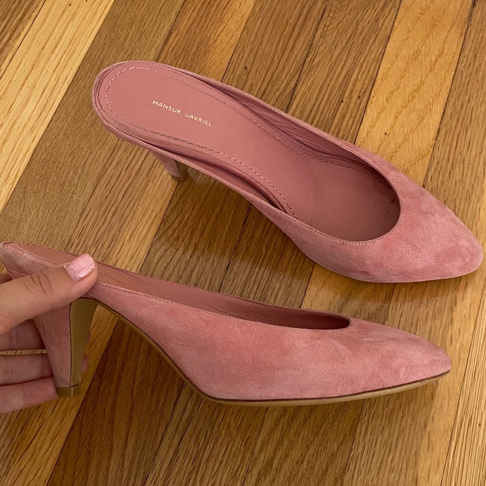 Mansur Gavriel Pink Suede Mules